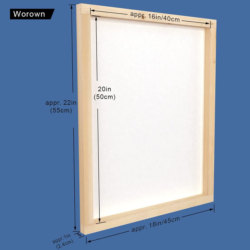 Worown 16 x 20 Inch Wood Silk Screen Printing Frame with 160 White Mesh and 1 Piece of 13.7 Inch Screen Printing Squeegee for Screen Printing - Image 2